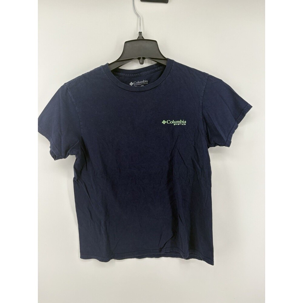 Columbia PFG Men’s Medium Navy Hooked on Fishing Marlin Colorful Graphic T-shirt